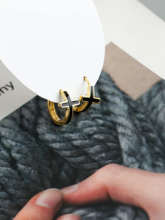 925 Sterling Silver Earring Colorful Dripping Oil Material Ear Ring Ear Buckle Rhombus Shape Trend Wild Girl Women Boy Ear Jewel