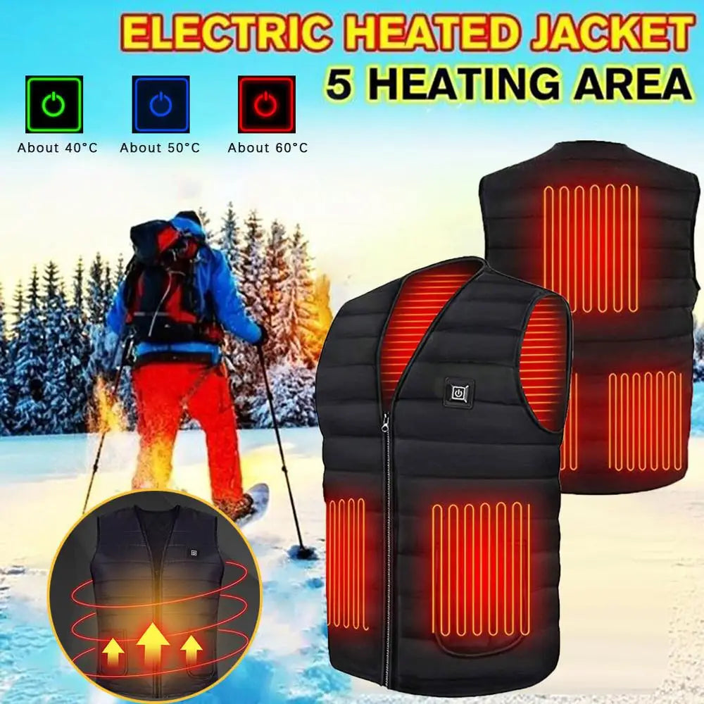 11 Area Heating Vest Men/Women Casual V-neck USB Heated Vest Smart Control Temperature Heating Jacket Cotton Coat Winter Hunting