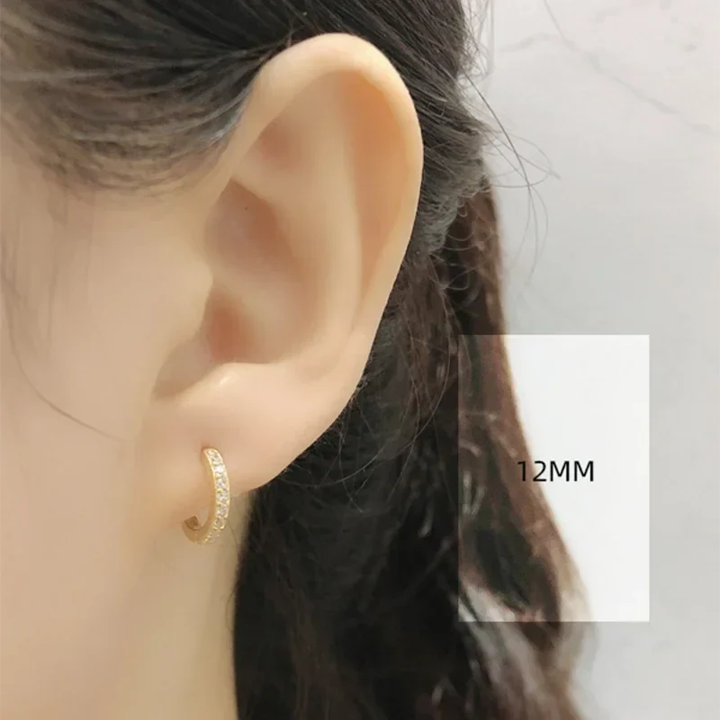 Real 925 Sterling Silver Gothic Simple White Zircon Hoop Earrings for Women Men Charms Unique Party Couple Jewelry 2021
