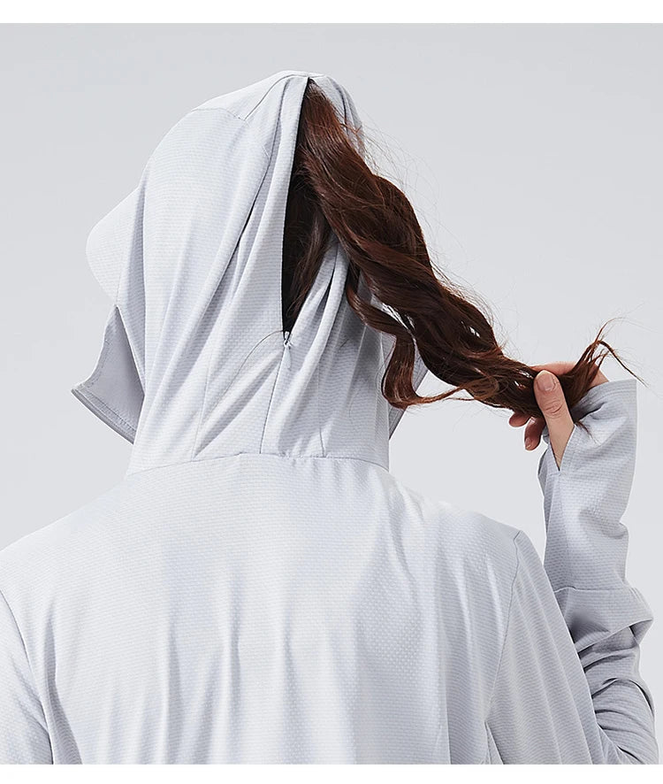 Long Sleeve Hoody Summer Women Sun UV Protection Quick Dry Clothing Men Hooded Jacket Thin Beach Sweatshirt