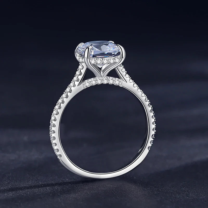 Genuine 925 Sterling Silve Fashion Generous Oval Emerald Cut Sparkling CZ Rings For Women Wedding Engagement Jewelry Gift