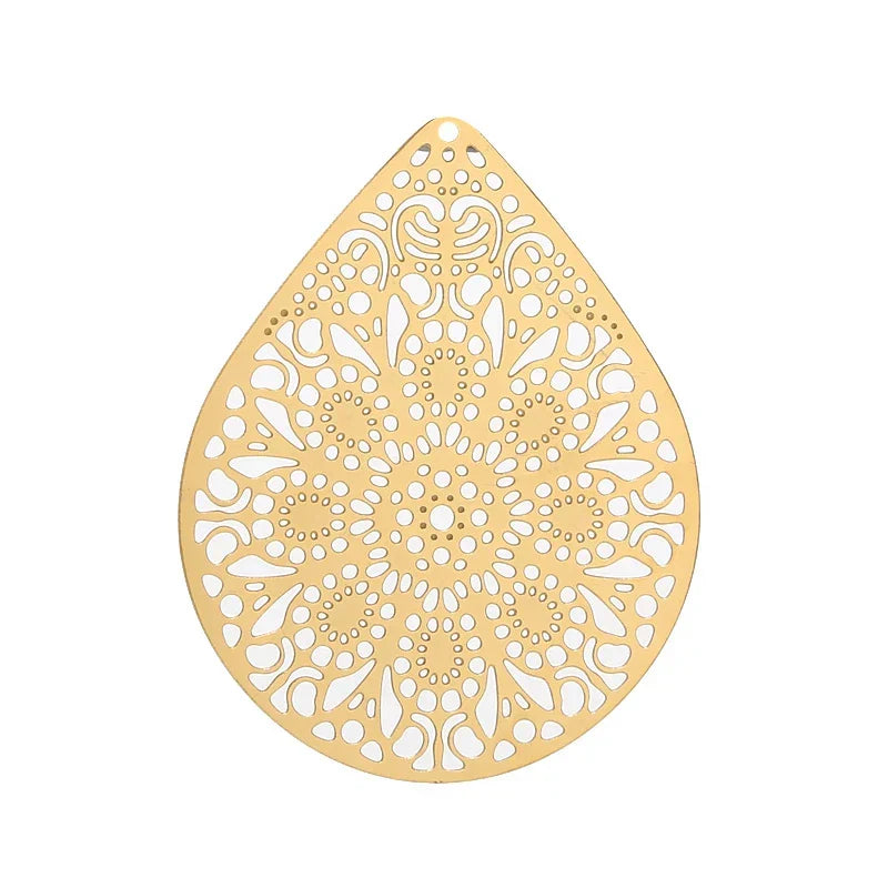 4pcs Gold Stainless Steel Filigree Earring Charm Pendants Connectors for Earring DIY Jewelry Making Supplies wholesale