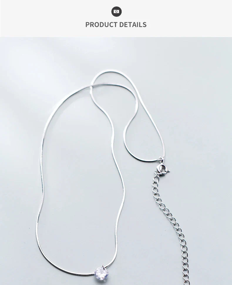 Pure 925 Sterling Silver Dazzling AAA Zircon Round Pendant Necklace for Women Fashion Choker Necklace Fine Jewelry