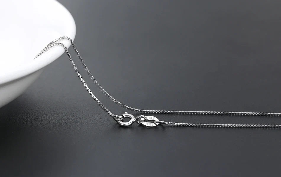 Slim 0.6mm Box Chain Necklace Italy 925 Silver Woman Man Necklace 45cm 18''Long  Jewelry Gift Wholesale OSC07
