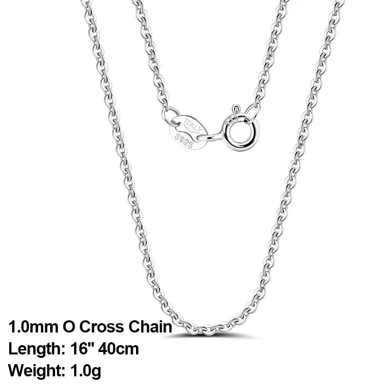Real 925 Silver Link Chain Necklace For Women Men Basic Neck Chain Trendy Silver Cross Box Snake Chain Jewelry OSC20
