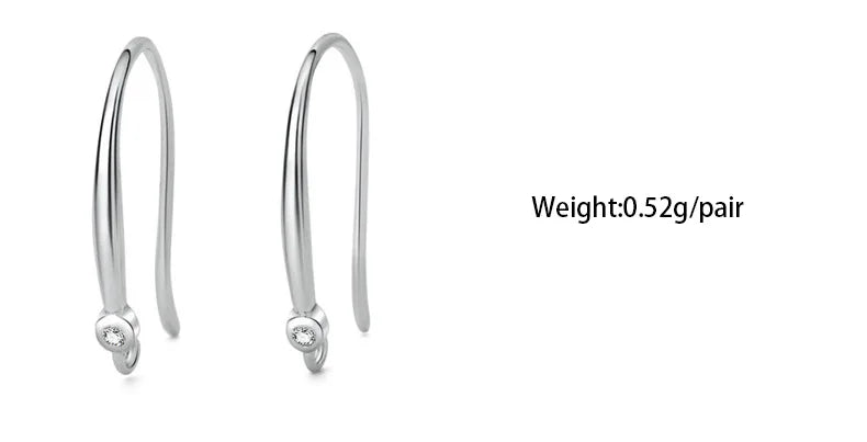 TrustDavis Real 925 Sterling Silver Fashion Dazzling CZ Opening Handmade Ear Hook Earring DIY Accessories Fine Jewelry HY365