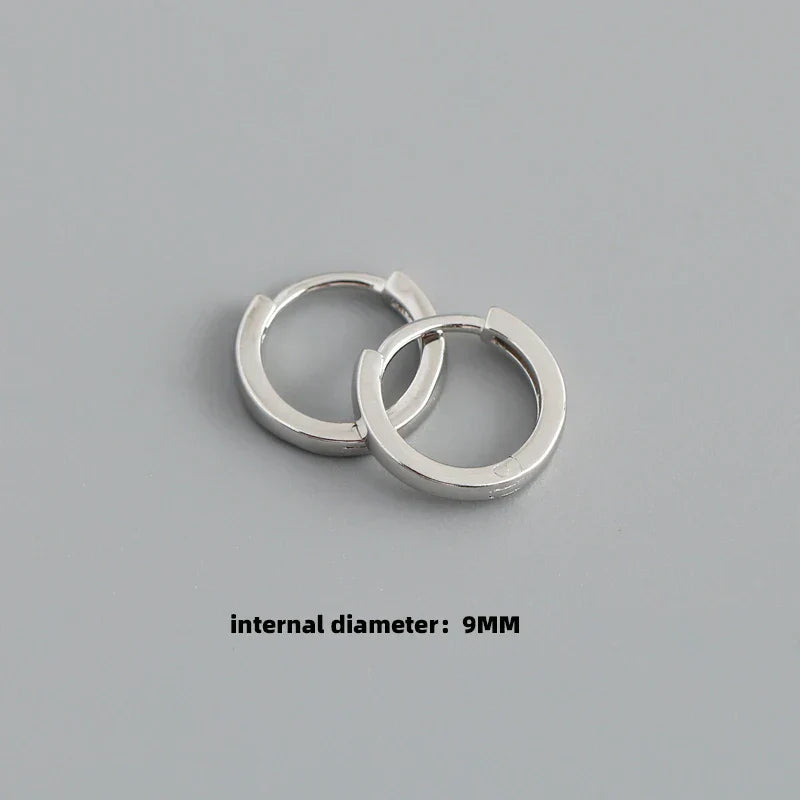 925 Sterling Silver Minimalist Punk Rock Circle Hoop Earrings for Women Men Goth Piercing Ear Buckle Charm Fine Jewelry