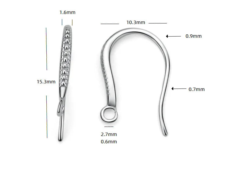 TrustDavis Real 925 Sterling Silver Fashion Dazzling CZ Opening Handmade Ear Hook Earring DIY Accessories Fine Jewelry HY365