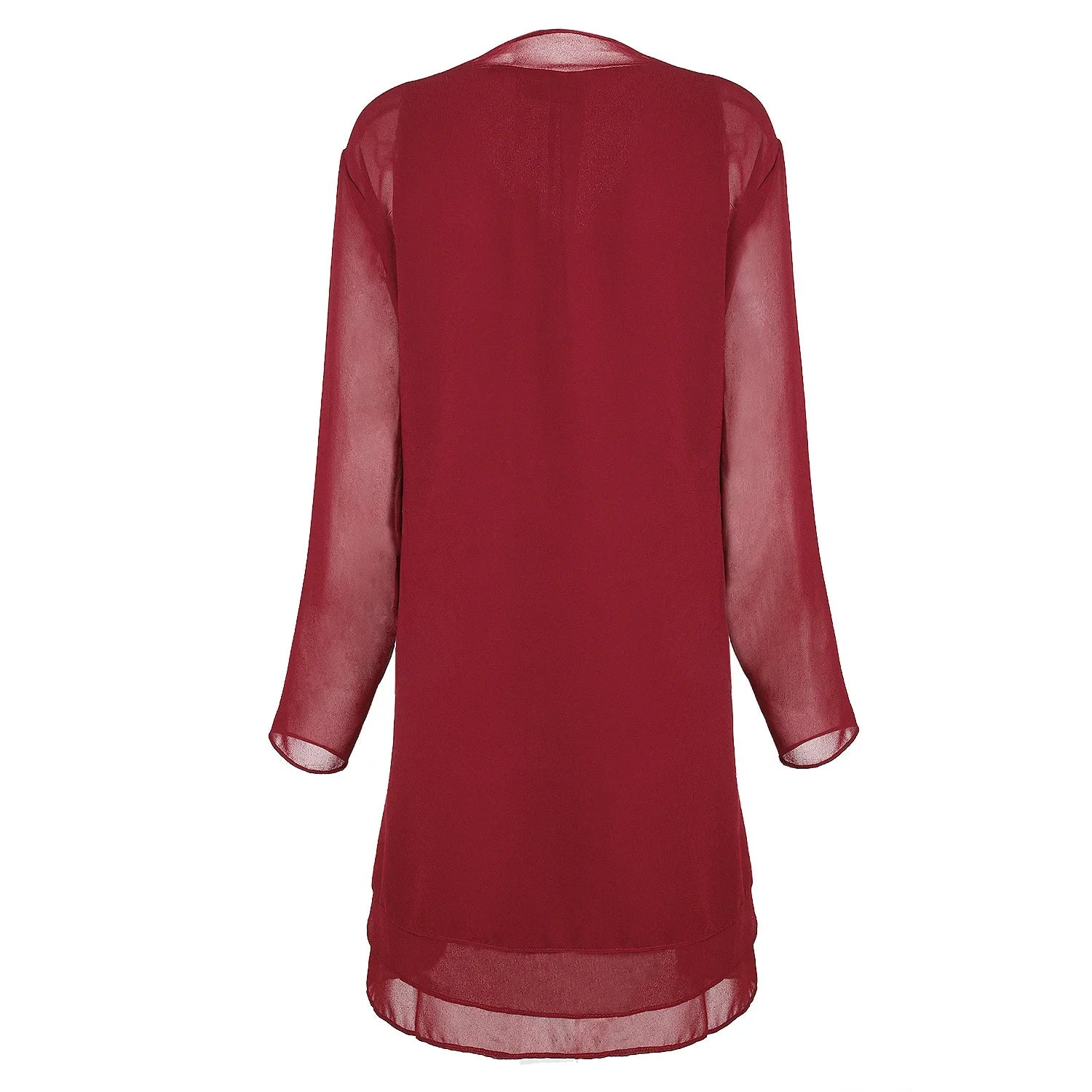 2 Pieces Chiffon Dress Set Women Casual Long Sleeve Solid Cardigan Dress Elegant Wedding Evening Party Dresses Clothing Vestidos