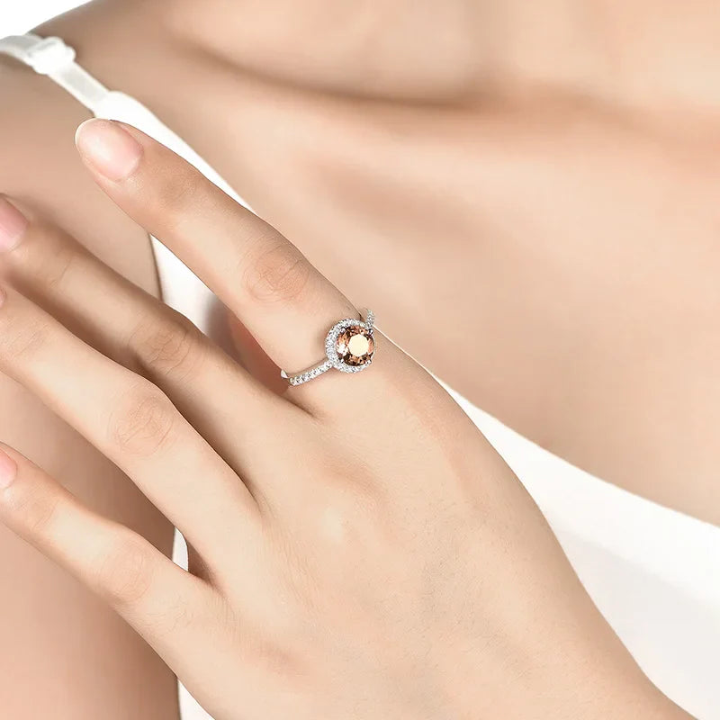 Silver Ring Women Fashion 2.3 Carats Created Diaspore S925  Wedding Band Color Change Stone