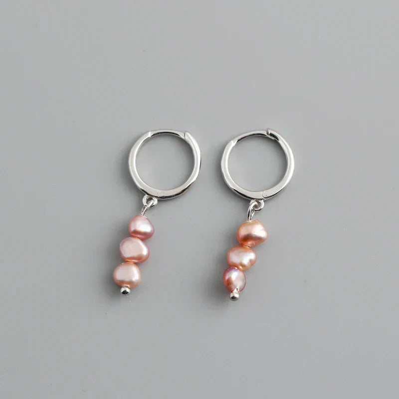 Real 925 Sterling Silver Natural Freshwater Baroque Pearl Stud Earrings for Women Bohemian Charming Jewelry Trend 2021