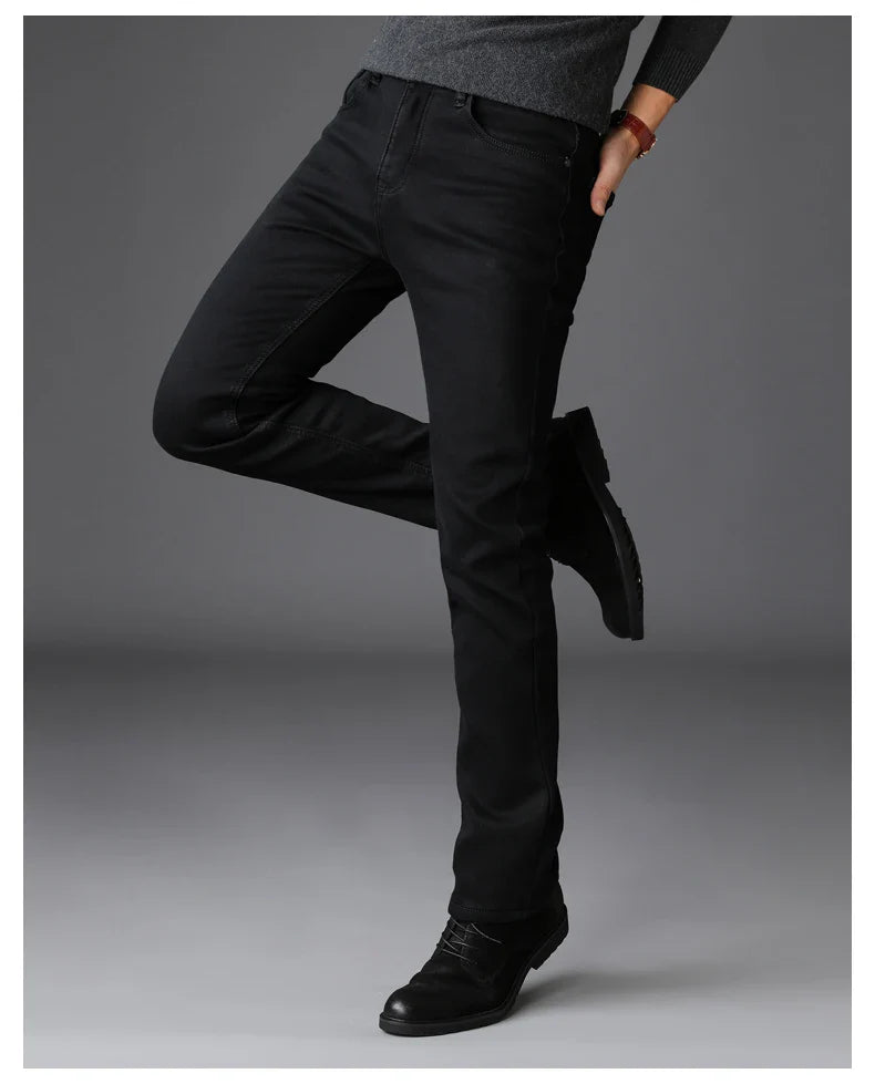 2023 Men's Stretch Black Jeans Classic Style Business Fashion Pure Slim-fit Denim Pants Male Brand Casual Trousers