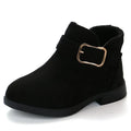 2022 Winter Girls Winter Boots Classic Buckle Kids Ankle Boots Children Tide Boots Flock With Rubber Sole Short Soft Fashion