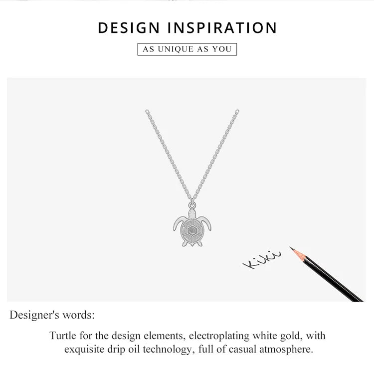 925 Sterling Silver Sky Blue Enamel Turtle Pendant Necklace Cute Animal Adjustable Necklace for Women Fine Jewelry SCN446