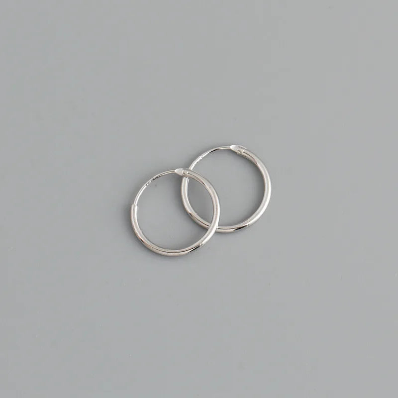 Genuine 925 Sterling Silver Fashion Korean Simple Hoop Earrings for Women Men Charming Chic Party Jewelry Accessories