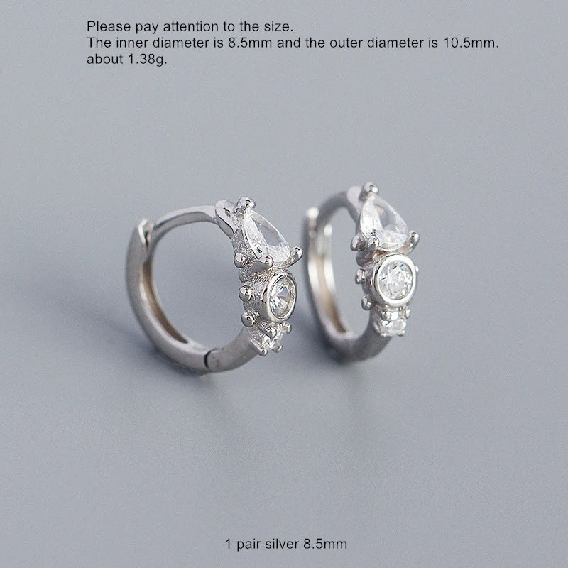 925 Sterling Silver Earring Zircon Sun Flower Ear Ring Geometric Style Water Drop Ear Bone Cute Temperament Woman Girl Ear Jewel
