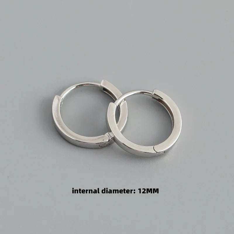 925 Sterling Silver Minimalist Punk Rock Circle Hoop Earrings for Women Men Goth Piercing Ear Buckle Charm Fine Jewelry