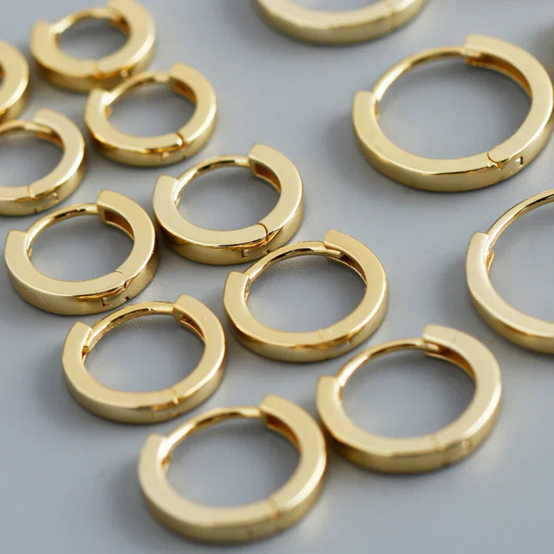 925 Sterling Silver Minimalist Punk Rock Circle Hoop Earrings for Women Men Goth Piercing Ear Buckle Charm Fine Jewelry