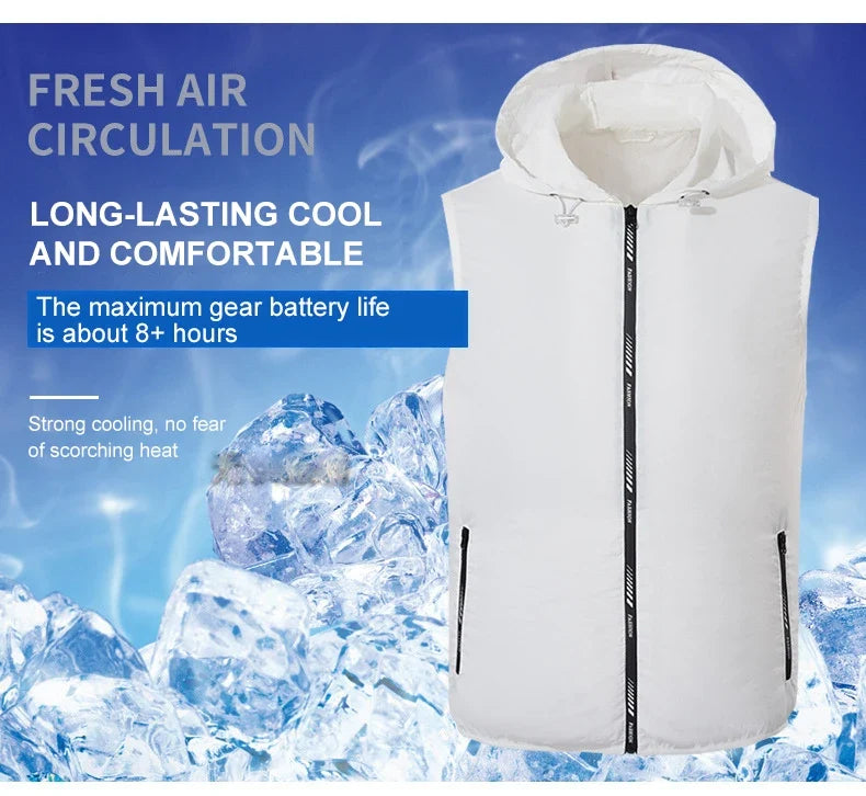 Summer Sport Fan Air Condition Cool Man Woman Travel Ultralight Brand Outdoor Vest Clothes Jacket Sun Windbreaker Fishing Worker