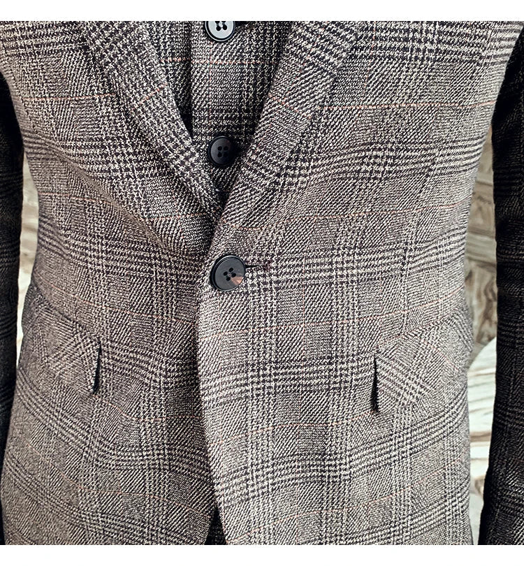 S-7XL Jacket + Pants / Luxurious High -end Brand Solid Color Men's Casual Business Slim Suit Two -piece Suit Groom Wedding Suit