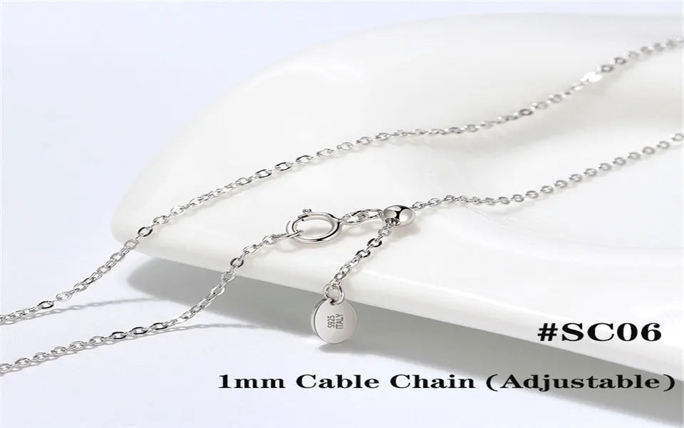Real 925 Silver Link Chain Necklace For Women Men Basic Neck Chain Trendy Silver Cross Box Snake Chain Jewelry OSC20