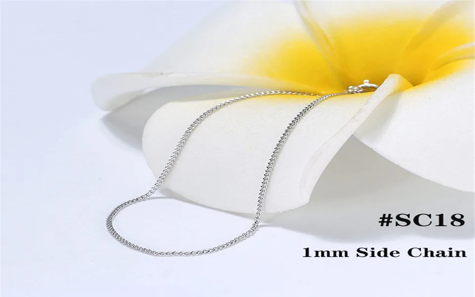 Real 925 Silver Link Chain Necklace For Women Men Basic Neck Chain Trendy Silver Cross Box Snake Chain Jewelry OSC20