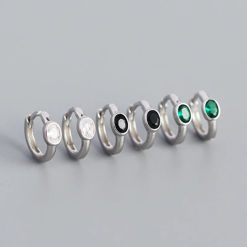 925 Sterling Silver Simple Oval Cut Zircon Hoop Earrings for Women Geometric European Piercing Huggie Jewelry Female Gift