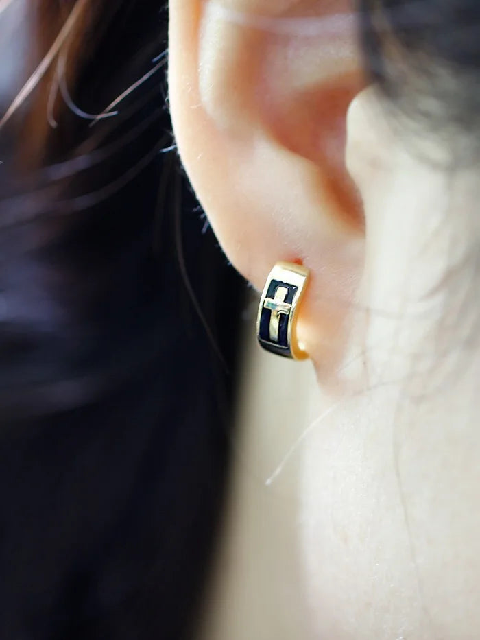 925 Sterling Silver Earring Colorful Dripping Oil Material Ear Ring Ear Buckle Rhombus Shape Trend Wild Girl Women Boy Ear Jewel