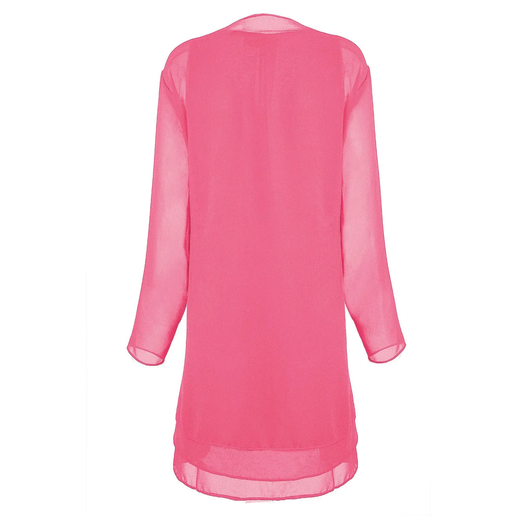 2 Pieces Chiffon Dress Set Women Casual Long Sleeve Solid Cardigan Dress Elegant Wedding Evening Party Dresses Clothing Vestidos