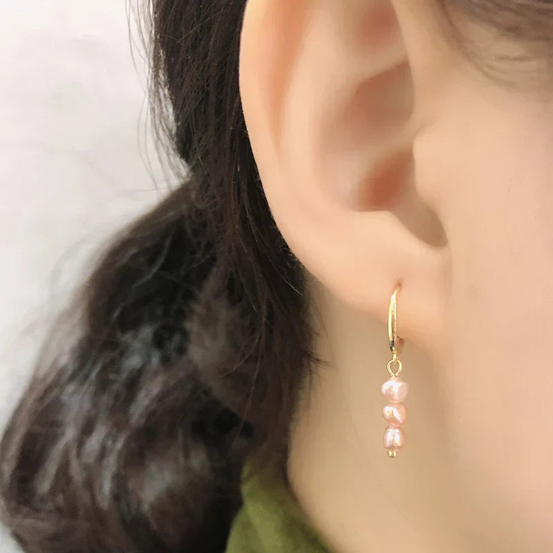 Real 925 Sterling Silver Natural Freshwater Baroque Pearl Stud Earrings for Women Bohemian Charming Jewelry Trend 2021