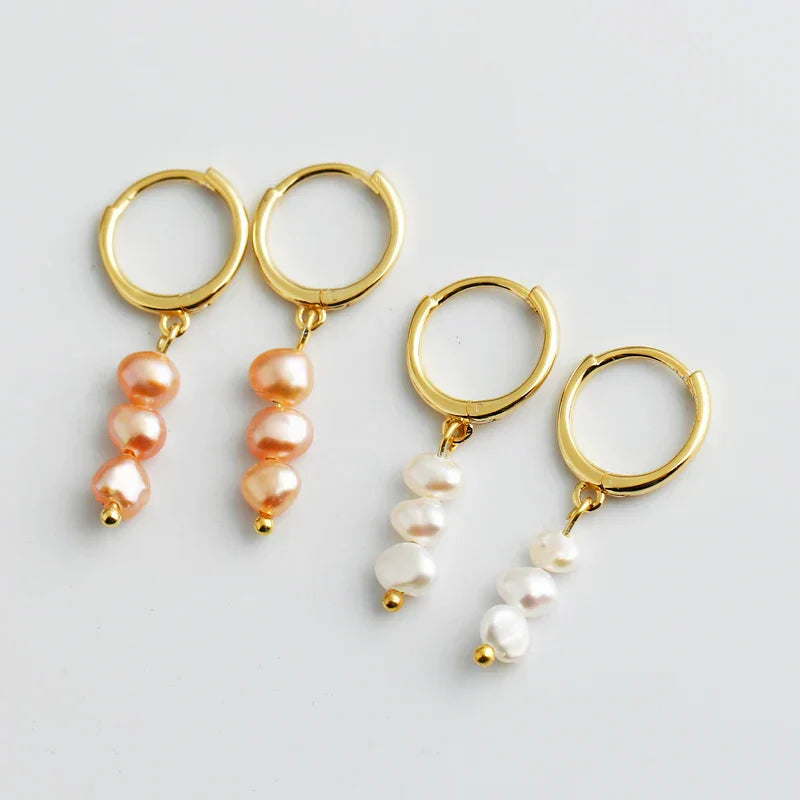 Real 925 Sterling Silver Natural Freshwater Baroque Pearl Stud Earrings for Women Bohemian Charming Jewelry Trend 2021