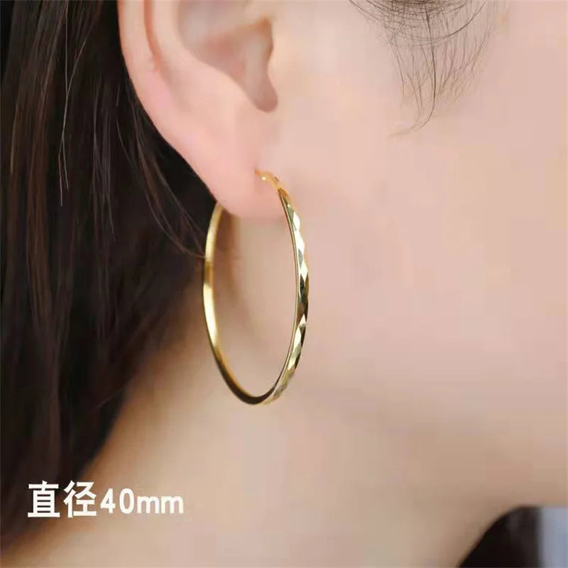 Women's Big Hoop Earrings, New Collection 100% 925 Sterling Silver Jewelry Fashion Women18K Golden серьги кольца