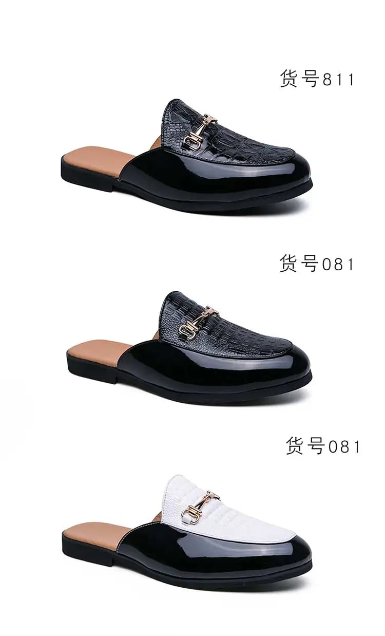 Italian Half Shoes For Men Leather Mens Casual Shoes Loafers Slippers Coiffeur Luxury Designer Man Slide Slipper Buty Meskie