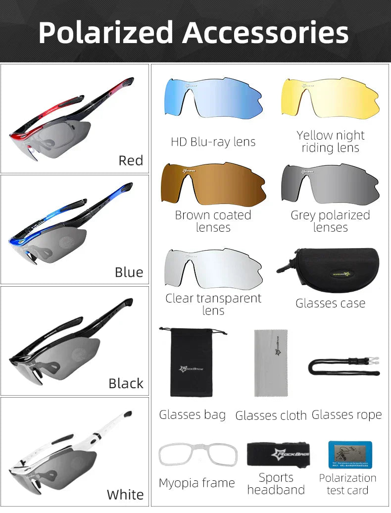 Cycling Polarized glasses Bike Sunglasses Outdoor Sports Sunglasses MTB PC Goggles Eyewear 5/3 Lens Bicycle Accessory