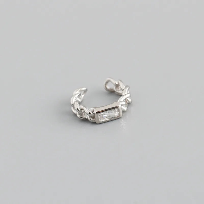 925 Sterling Silver Colorful Square Shiny Zircon Beads Piercing Stud Earrings for Women Fashion Gothic Exquisite Jewelry