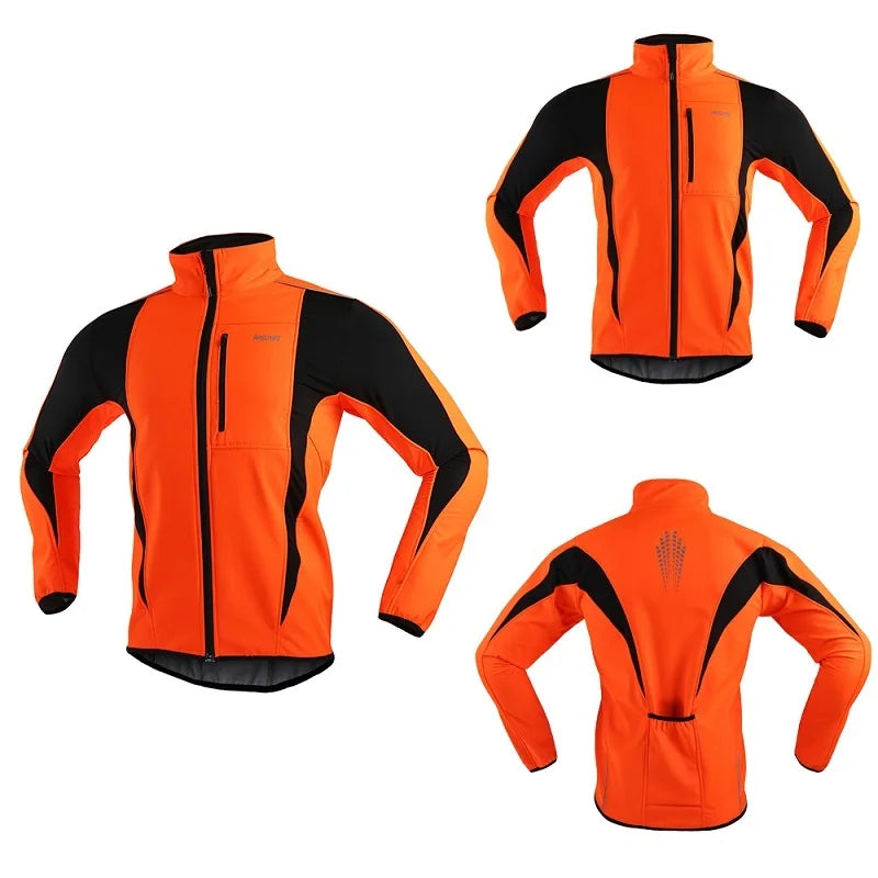 Men's Warm Cycling Jacket Fleece Bike Jersey Windproof Waterproof Softshell Coat Bicycle Clothing Motorcycle Raincoat