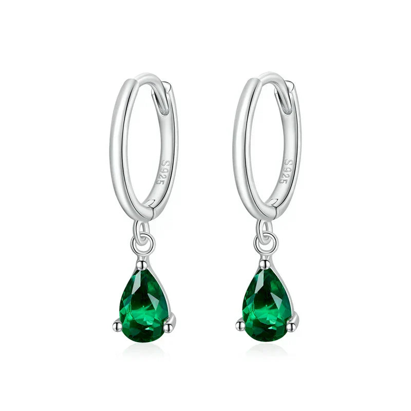 Silver Green Water Drop Earrings 925 Sterling Silver 4 Colors Drop Shape Earring for Women Statement  Jewelry