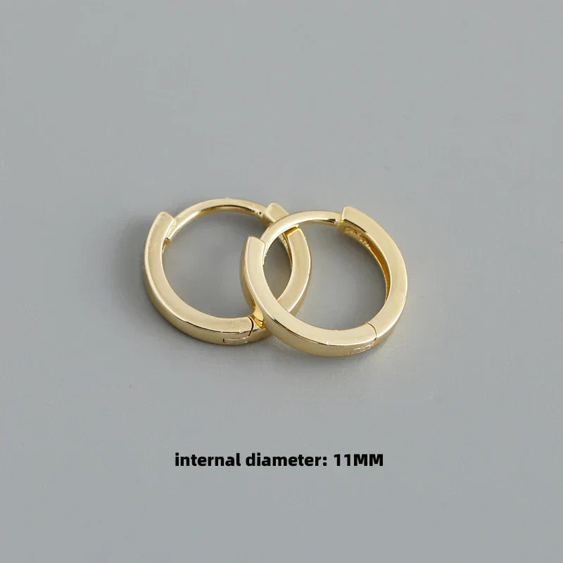 925 Sterling Silver Minimalist Punk Rock Circle Hoop Earrings for Women Men Goth Piercing Ear Buckle Charm Fine Jewelry