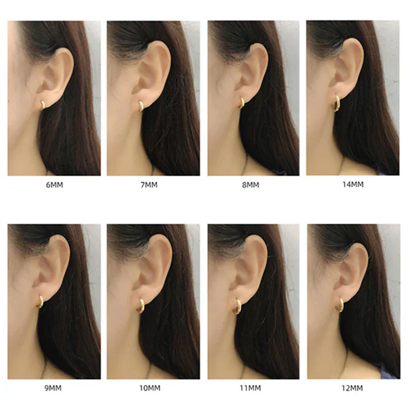 925 Sterling Silver Minimalist Punk Rock Circle Hoop Earrings for Women Men Goth Piercing Ear Buckle Charm Fine Jewelry