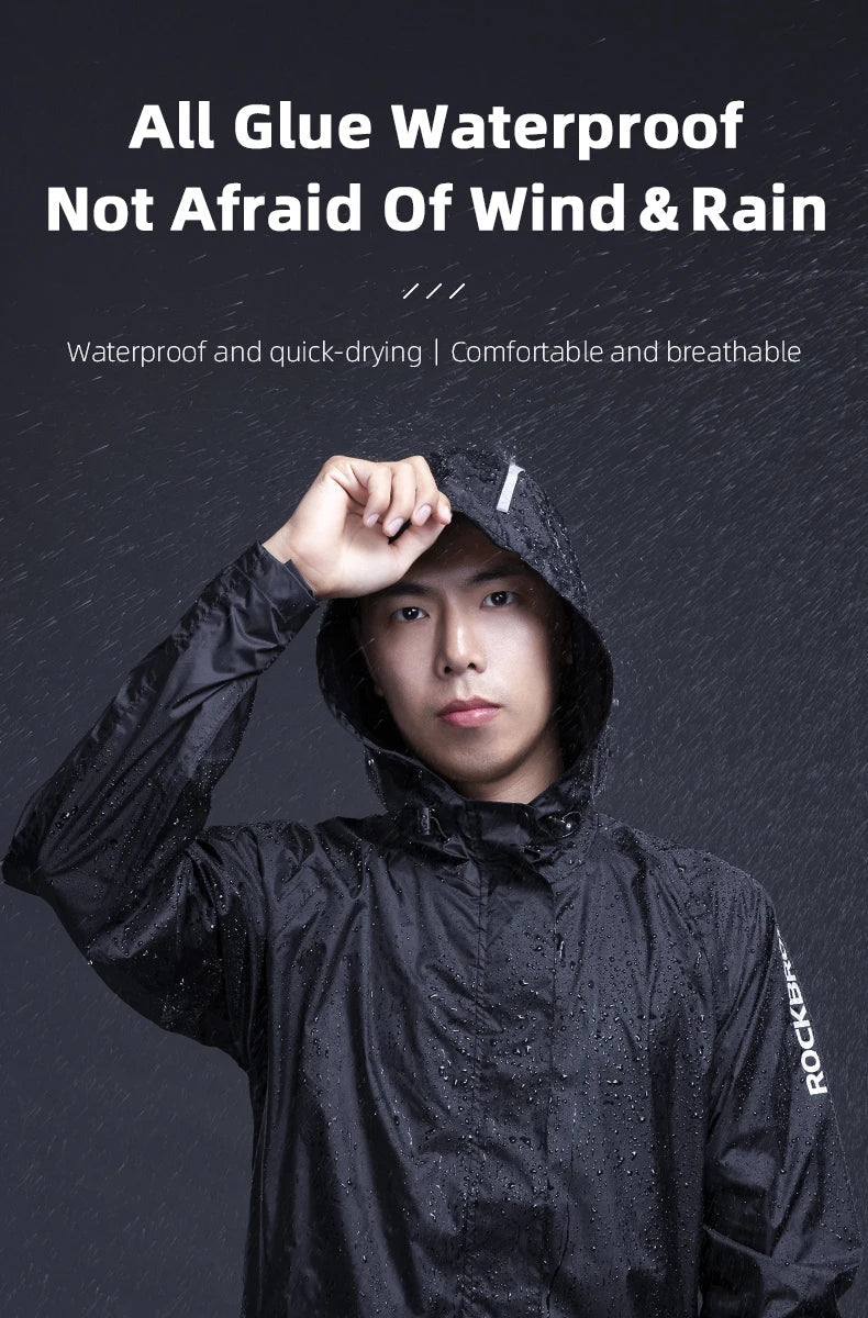 Waterproof Cycling Rain Coat Men Breathable Windproof Reflective Hooded Raincoat Outdoor Sport Windbreaker Jacket