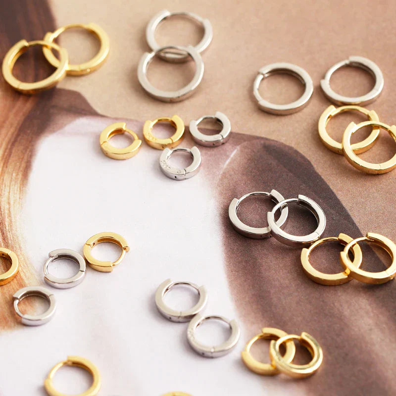925 Sterling Silver Minimalist Punk Rock Circle Hoop Earrings for Women Men Goth Piercing Ear Buckle Charm Fine Jewelry