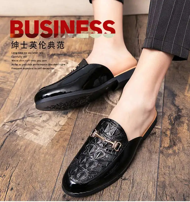 Italian Half Shoes For Men Leather Mens Casual Shoes Loafers Slippers Coiffeur Luxury Designer Man Slide Slipper Buty Meskie