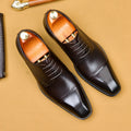 Brand Designer Men Dress Shoes Genuine Leather Lace Up Men's Shoe For Suit Black Office Party Formal Man Wedding Shoes