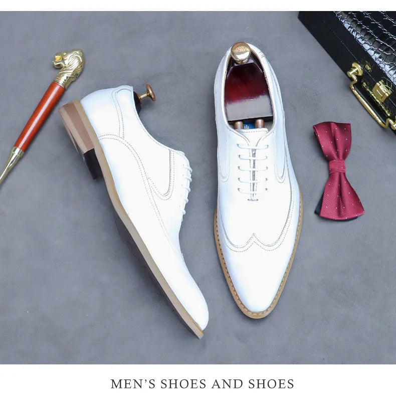 new white shoes for men Leather shoes men's business dress breathable leather shoe British lace-up fashion wedding party