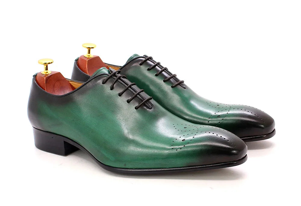 Mens Oxford Genuine Leather Shoes Whole Cut Fashion Pointed Toe Lace-up Formal Business Wedding Dress Shoes for men