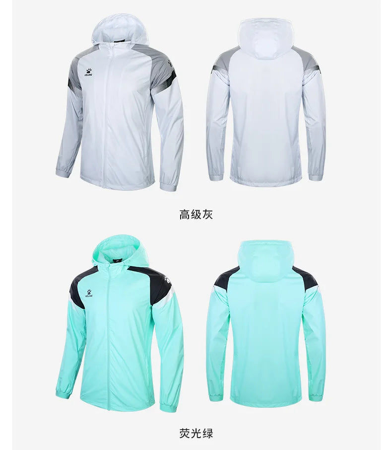 Men's Windbreaker Running Jacket Soccer Kid Hooded Windproof Coat Couple Training Waterproof Jacket Quick Dry 8061WT1005