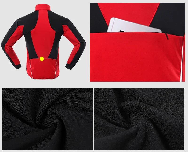 Men's Winter Cycling Jacket Thermal Fleece Warm Up Bicycle Clothing Windproof Waterproof Soft Shell Coat MTB Bike Jersey