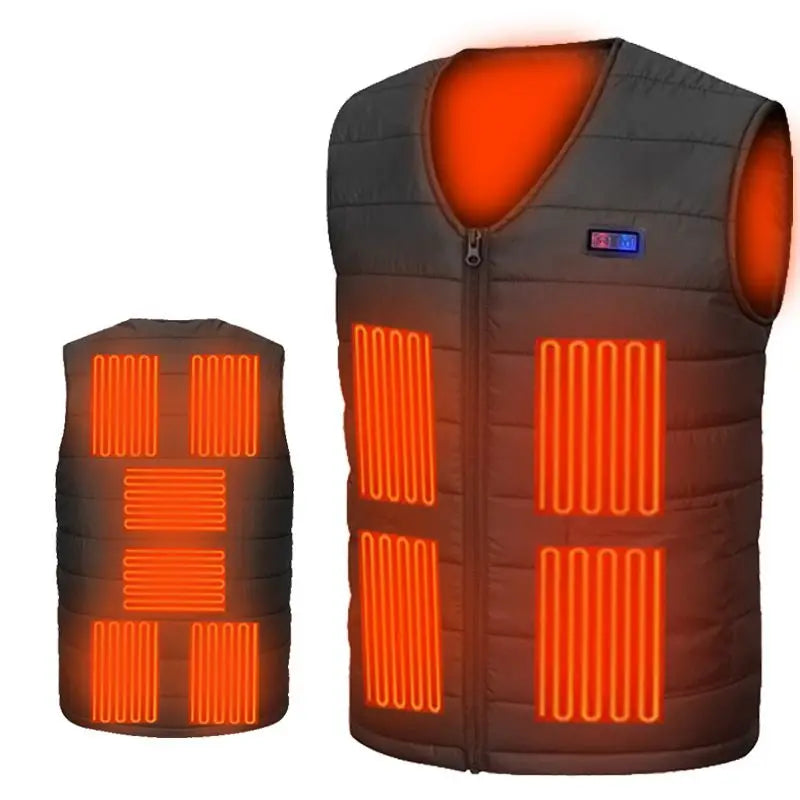 11 Area Heating Vest Men/Women Casual V-neck USB Heated Vest Smart Control Temperature Heating Jacket Cotton Coat Winter Hunting