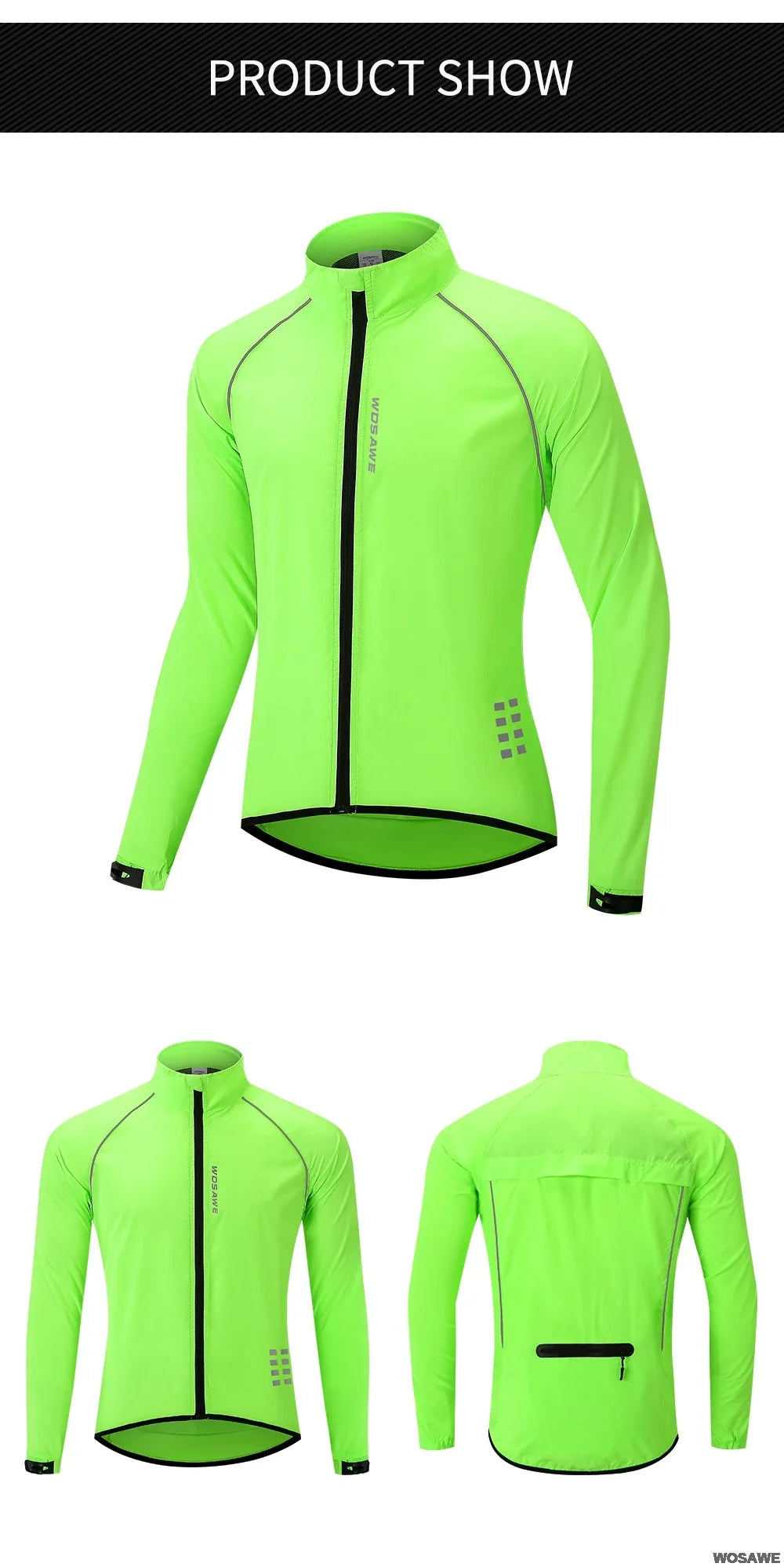 Reflective Men's Cycling Jackets Windproof Riding Bicycle Clothing Windbreaker Outdoor Sports Running MTB Bike Mesh Vest