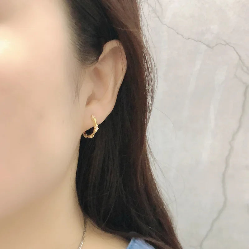 925 Sterling Silver Earring Colorful Dripping Oil Material Ear Ring Ear Buckle Rhombus Shape Trend Wild Girl Women Boy Ear Jewel
